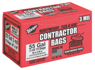 15-Ct. 55-Gal. Contractor Trash Bags product image.